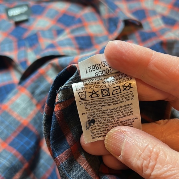 Fox Mens Shirt M Medium Red Blue Grey Button Front, Short Sleeve - Picture 8 of 9